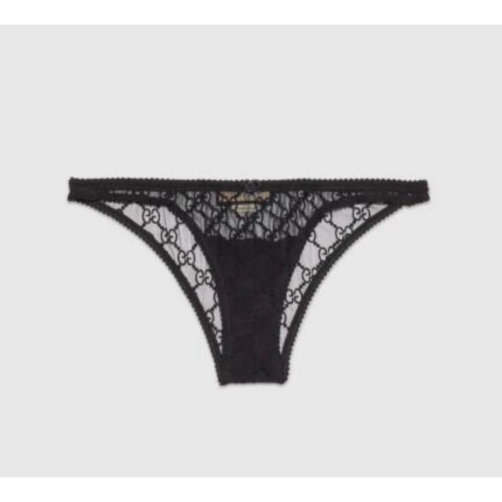 NEW Gucci GG-jacquard Bow-detail Briefs Sz XS 100% Authentic Black Panties
